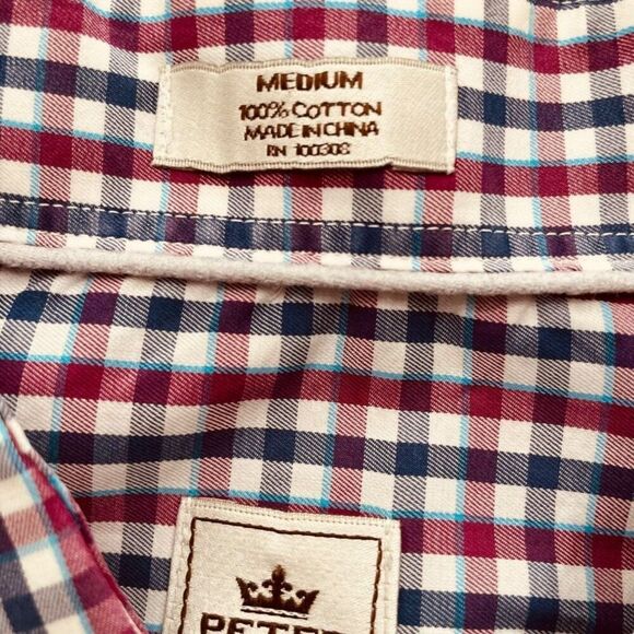 Peter Millar | Men’s Gingham Check Button Down Dress Shirt Size M | EUC - Picture 6 of 13